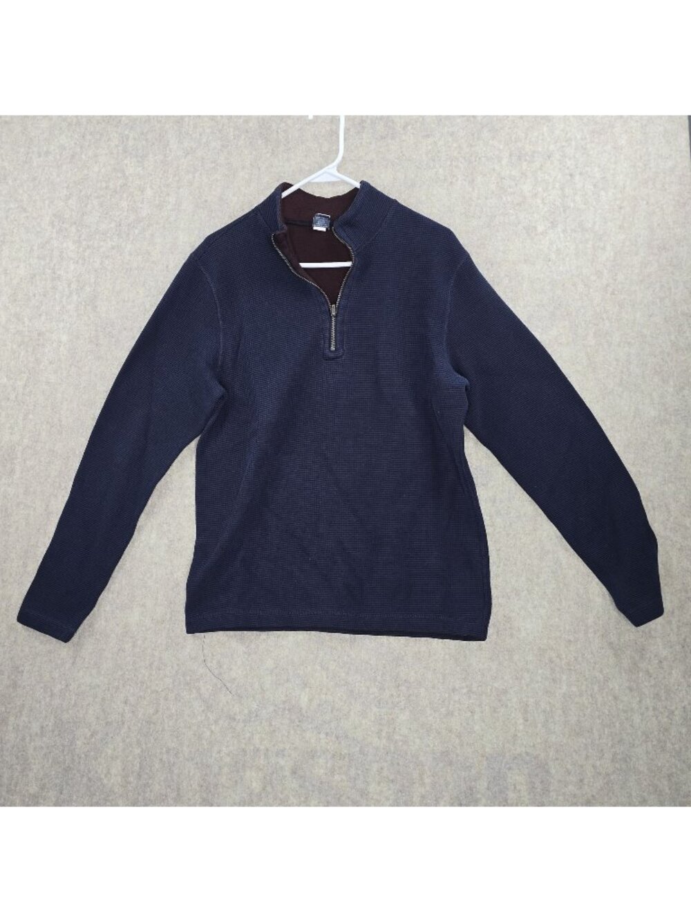 Tailor Vintage Mens Navy Blue 1/4 Zip Pullover Sweater Size M Cotton Blend